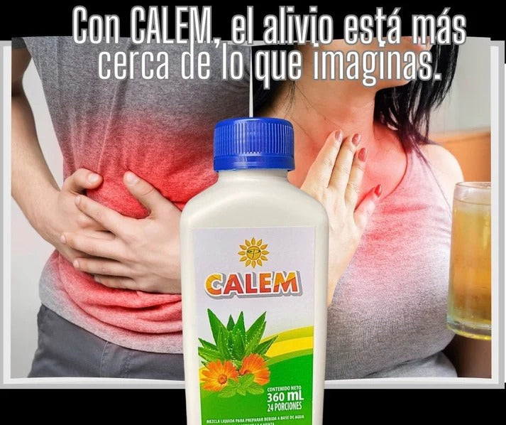 Calem – Adiós Gastritis, Reflujo y Acidez | Fórmula Natural con Manzanilla, Caléndula, Menta y Aloe Vera