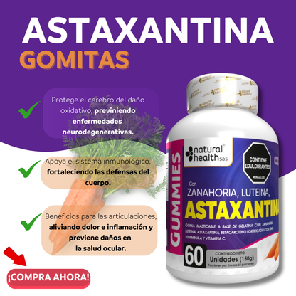 Astaxantina-Antioxidante Natural. 60 Cápsulas